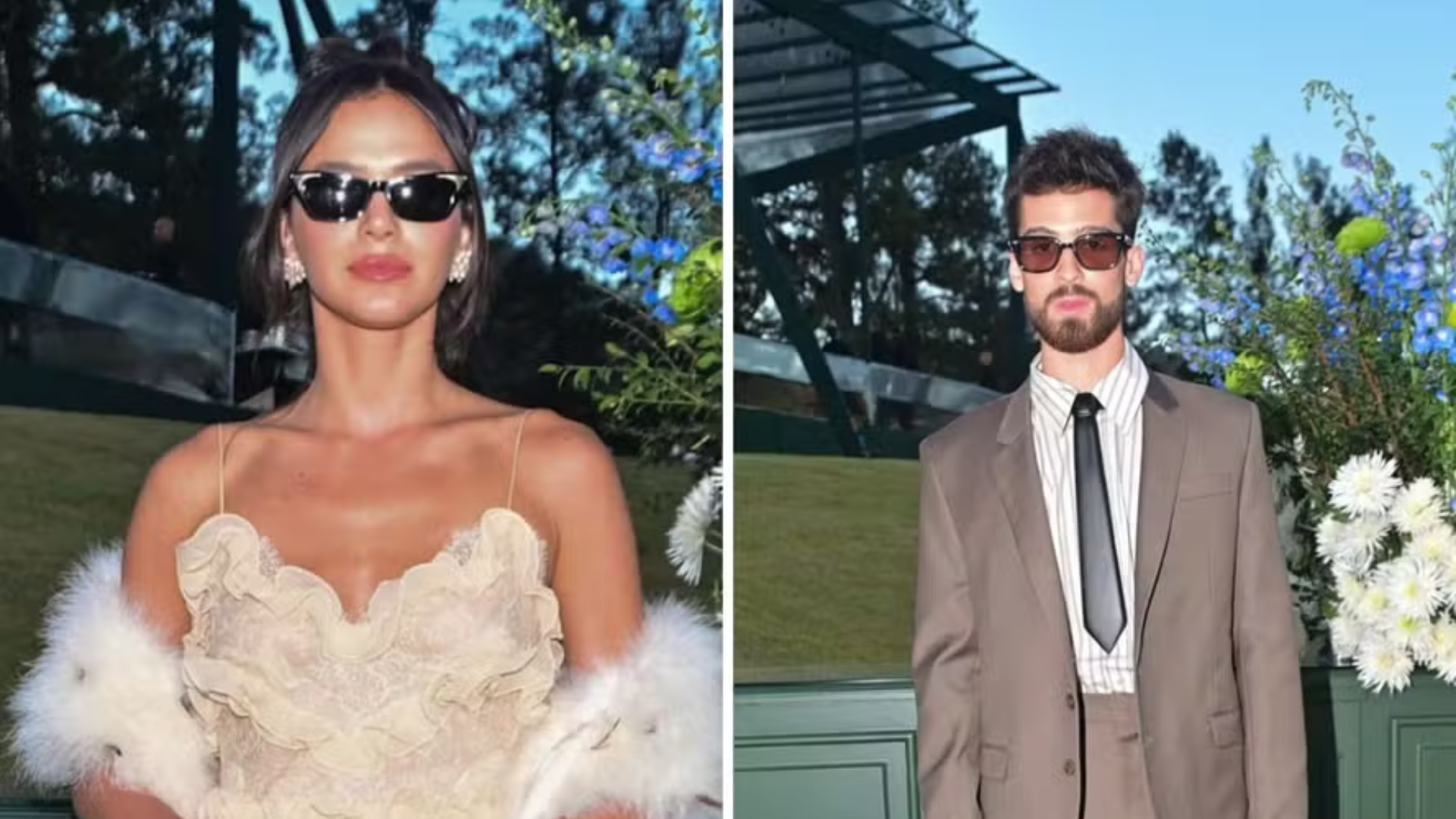Bruna Marquezine e João Guilherme chegam juntos ao casamento de Giovanna Lancellotti e Gabriel David