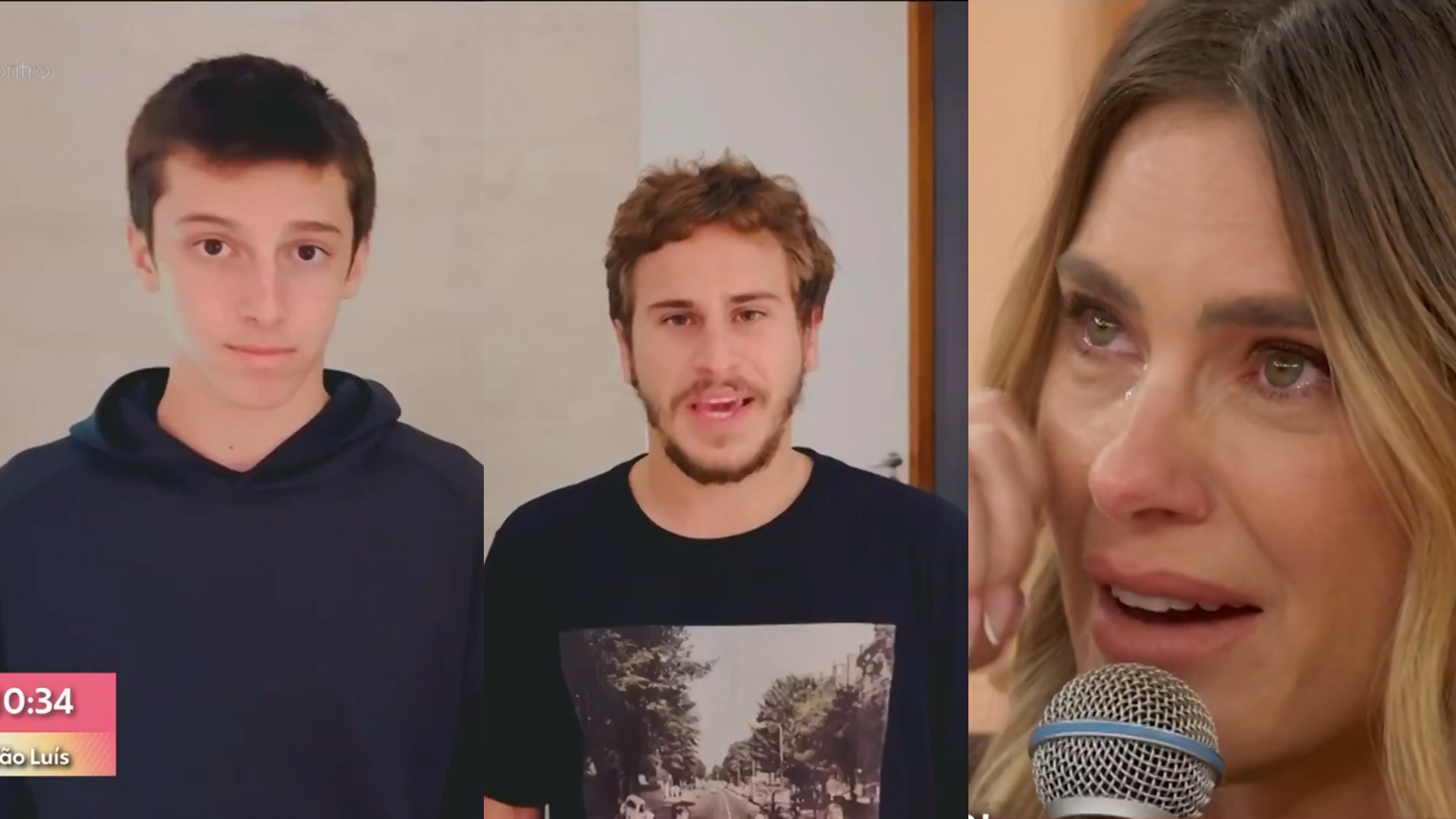 Filhos de Carolina Dieckmann fazem aparição rara na Globo e a famosa chora ao vivo