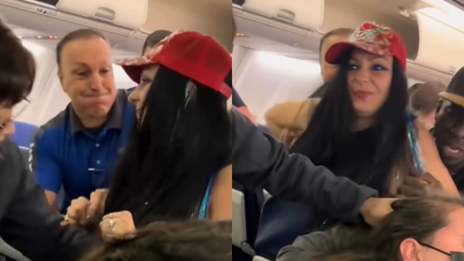 Cuspe e puxada de cabelo! Treta em avião viraliza na web: ‘Vadia’