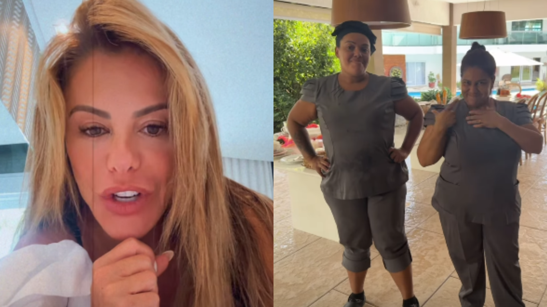 Poliana Rocha chama atenção das funcionárias e propõe dieta: ‘Tudo que eu comer, elas vão comer’