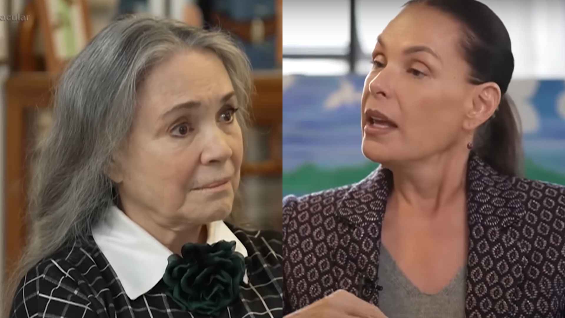 Carolina Ferraz confronta Regina Duarte sobre polêmica envolvendo as duas e Bolsonaro: ‘Falei alguma coisa?’