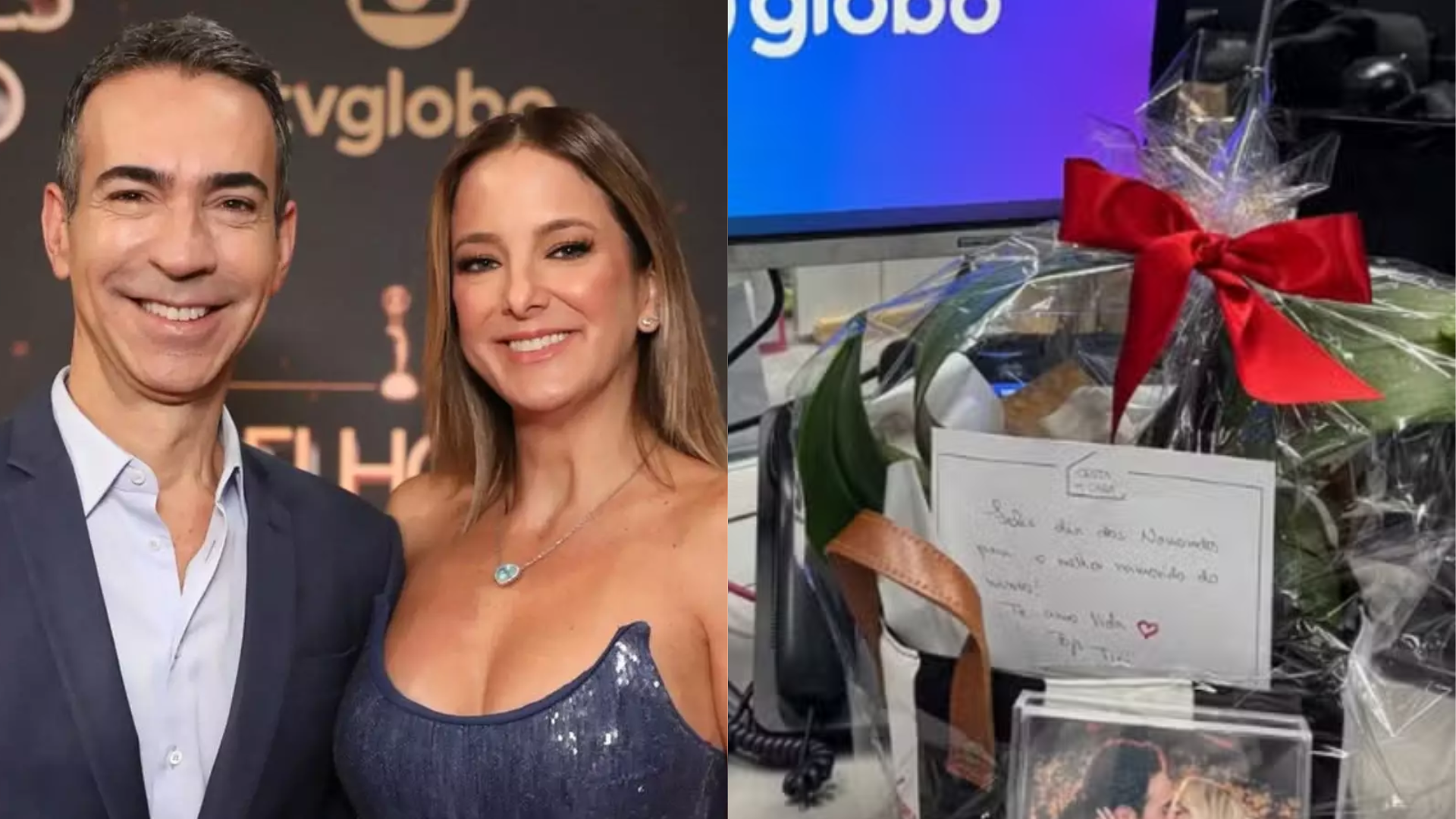Ticiane Pinheiro emociona Cesar Tralli com surpresa de Dia dos Namorados na Globo