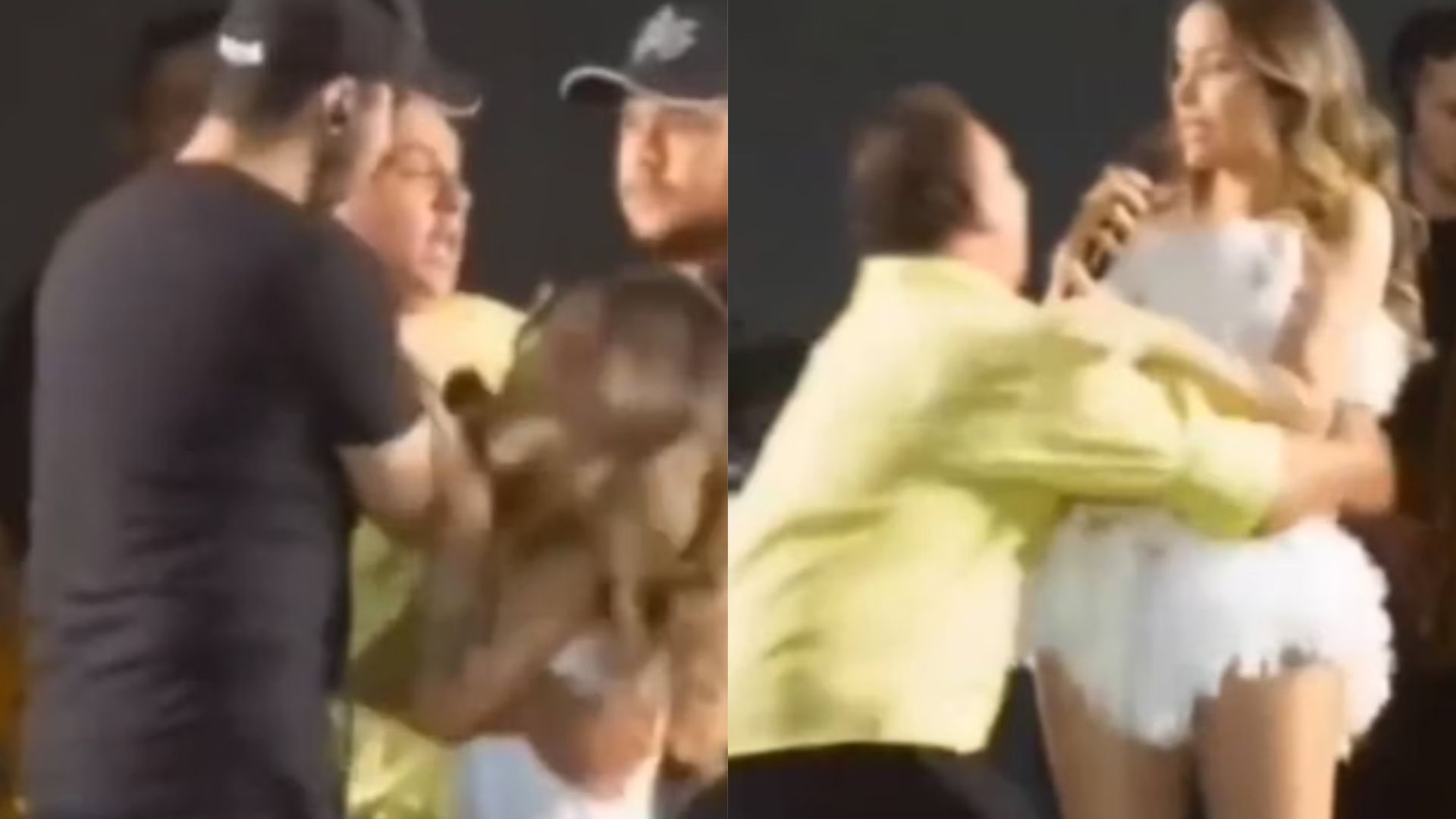 VÍDEO! Cantora Walkyria é agarrada por fã e cai no palco durante show