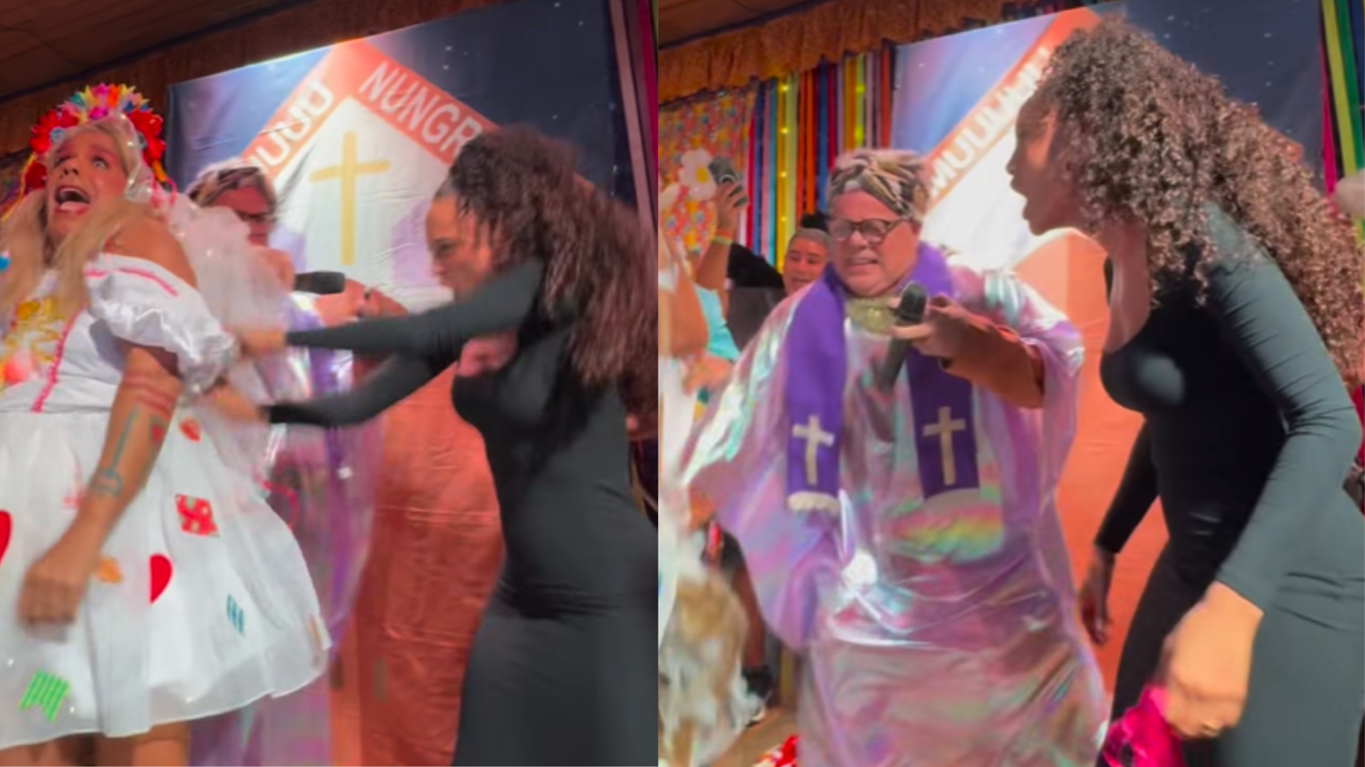 Raquel em ação! Taís Araújo imita sua personagem e rasga vestido da noiva em quadrilha