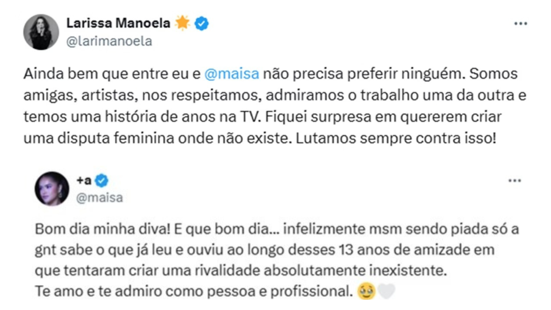 Maisa e Larissa Manoela detonam quadro do 'Fant&aacute;stico' sobre rivalidade