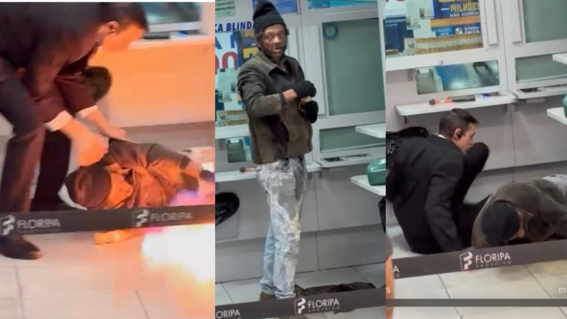 Vídeo: Homem incendeia lotérica em shopping de Florianópolis