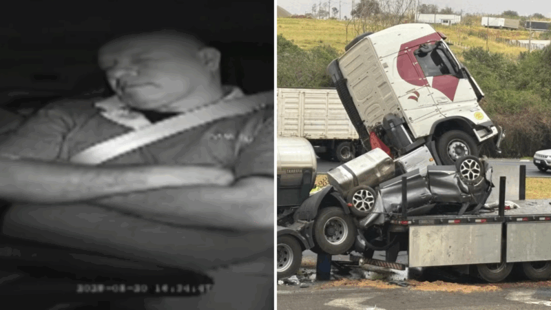 Motorista é flagrado cochilando antes de prensar carro e provocar morte de advogado