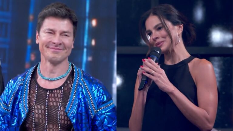 Rodrigo Faro chora no Domingão ao ver a esposa: ‘Semana mais difícil da minha vida’