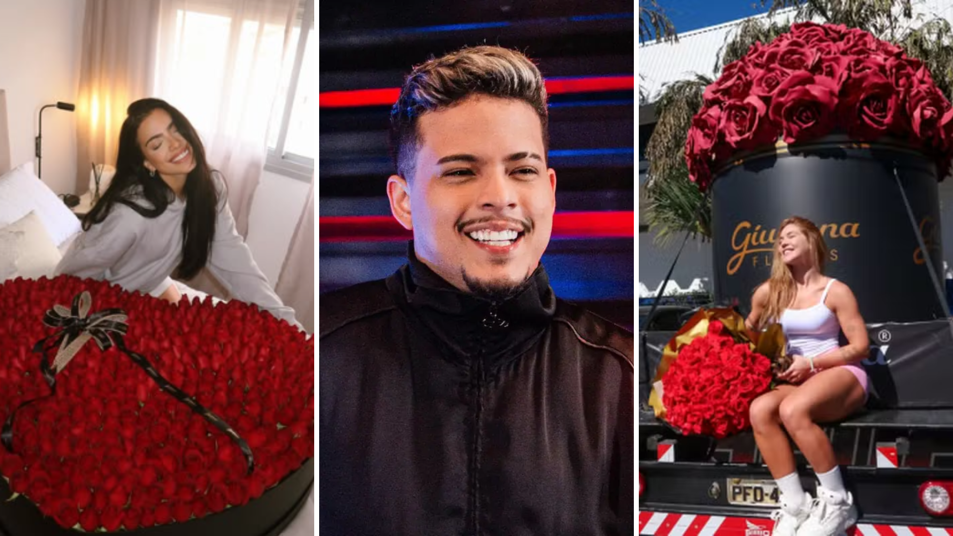 Após caminhão de flores para Virginia, Felipe Amorim presenteia namorada com buquê