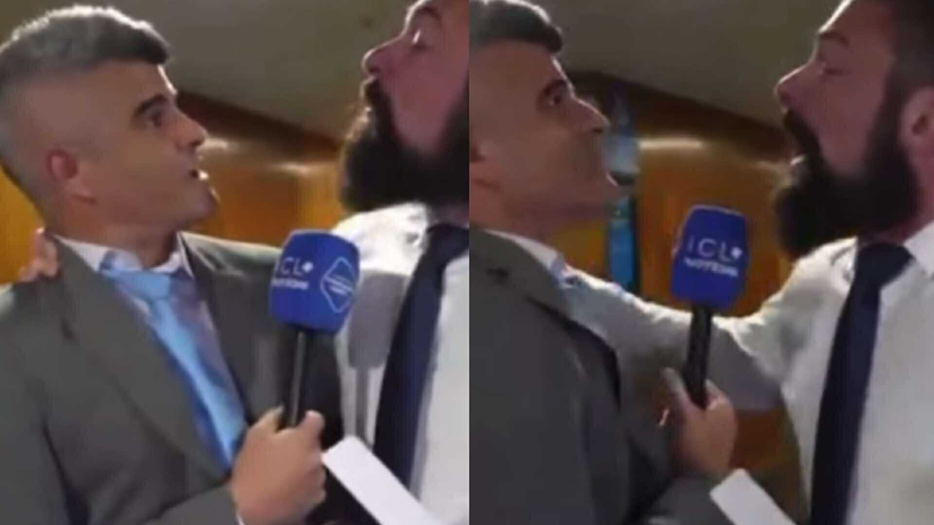 Deputado perde a paciência e agarra jornalista pelo pescoço; veja o vídeo