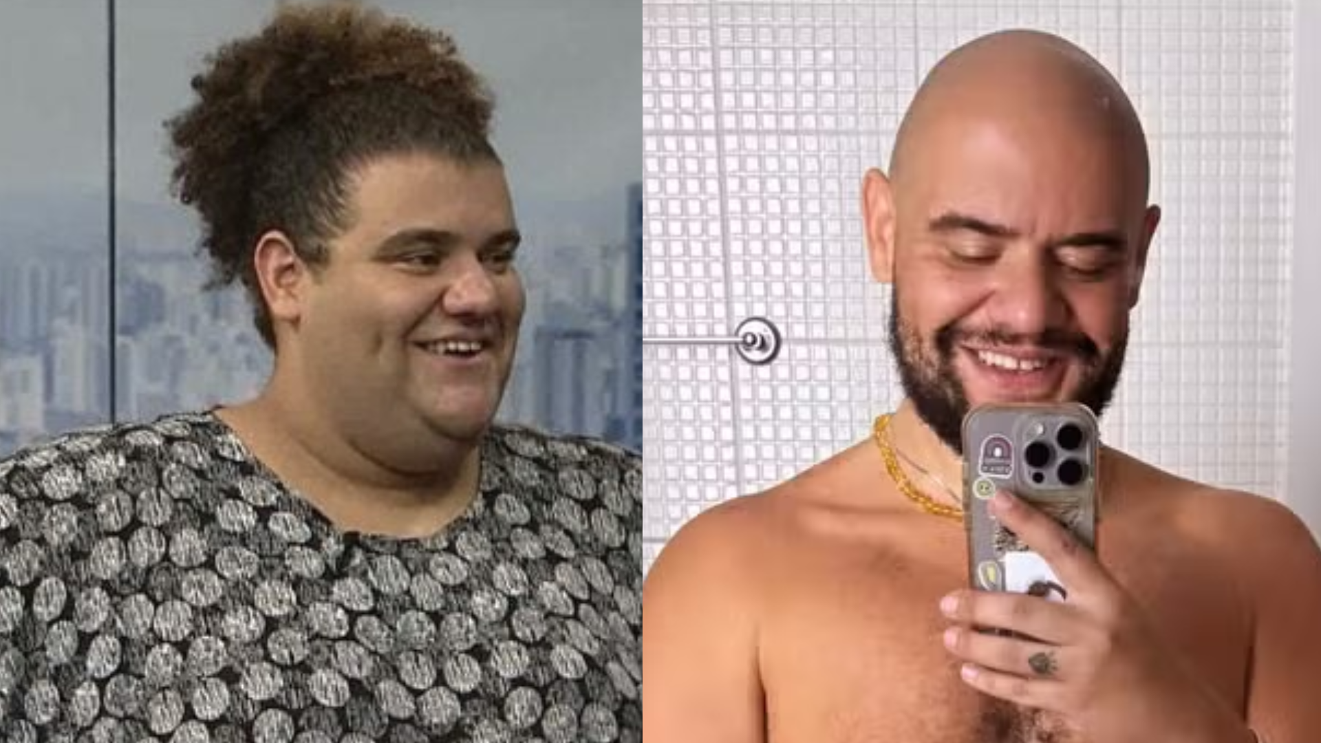 Após perder 61kg, Gominho aparece pelado e exibe novo visual: ‘Animado’