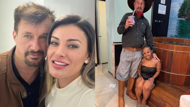 Pai de Andressa Urach imita a filha e grava filme quente com anã