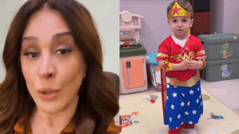 Claudia Raia é detonada na web por expor filho fantasiado de Mulher-Maravilha