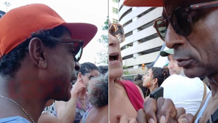 Ator Luis Miranda bate-boca com mulher durante manifestação da esquerda; veja