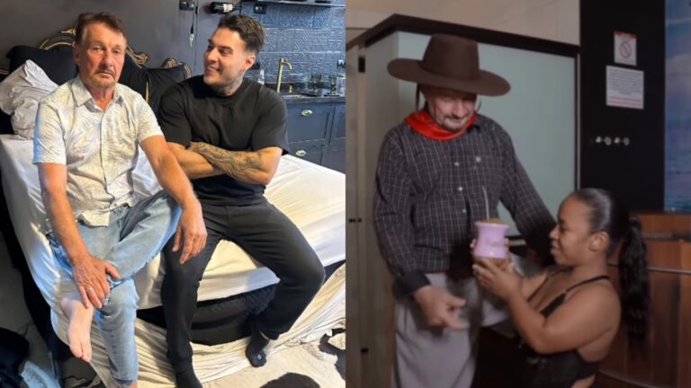 Depois de parar no hospital após filme quente com homem, pai de Andressa Urach grava com anã