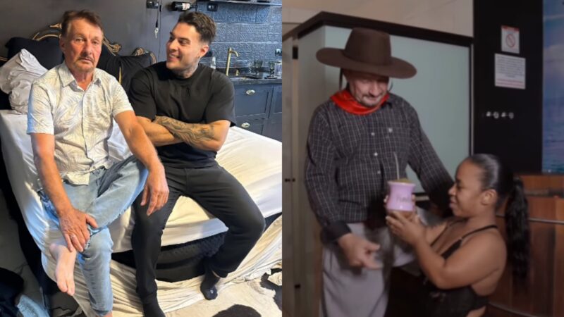 Depois de parar no hospital após filme quente com homem, pai de Andressa Urach grava com anã