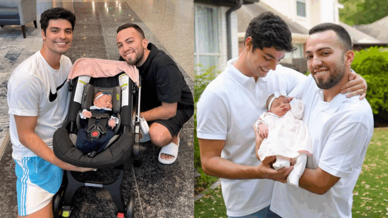 Lucas Rangel e Lucas Bley apresentam a filha Mia