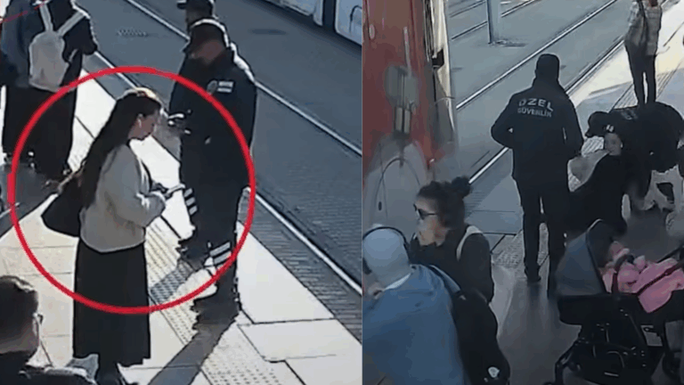 Vídeo: Segurança puxa mulher dos trilhos a segundos de ser esmagada por bonde
