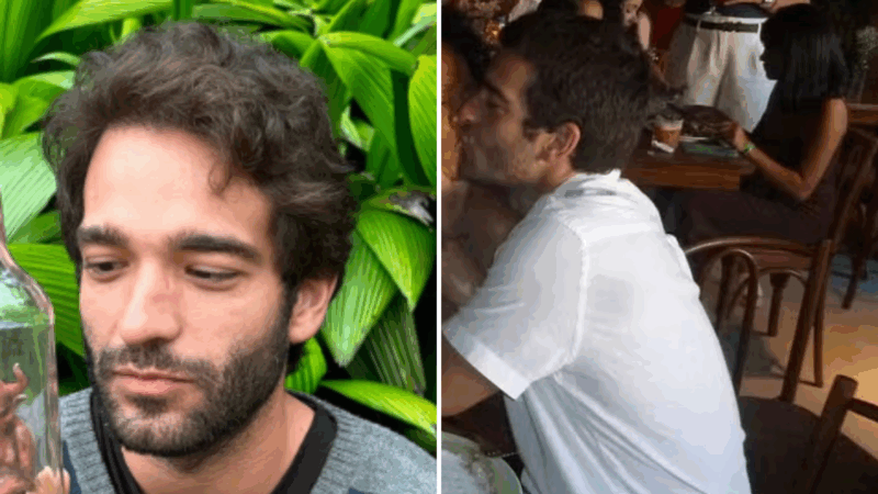 Humberto Carrão dá beijão em atriz durante festa de ‘Vale Tudo’ 