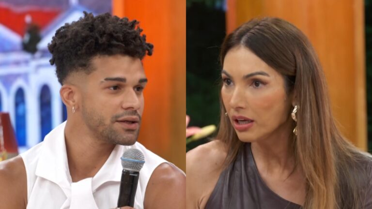 Sardinha de Vale Tudo, Lucas Leto é pego de surpresa com pergunta íntima de Patrícia Poeta: ‘Me conta’
