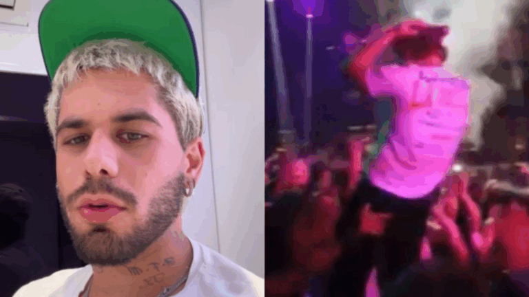 VÍDEO; Zé Felipe é apalpado em parte íntima por fã durante show e ‘chuta’ mulher