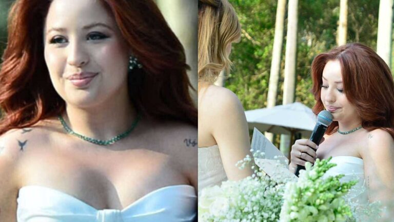 Beleza do vestido de noiva de Mari Fernandez vira assunto na web: ‘Gente…’