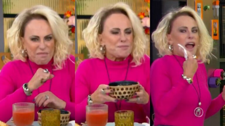 Ana Maria Braga chama o intervalo e se atrapalha em publi após comer planta: ‘Língua parece que vai cair’