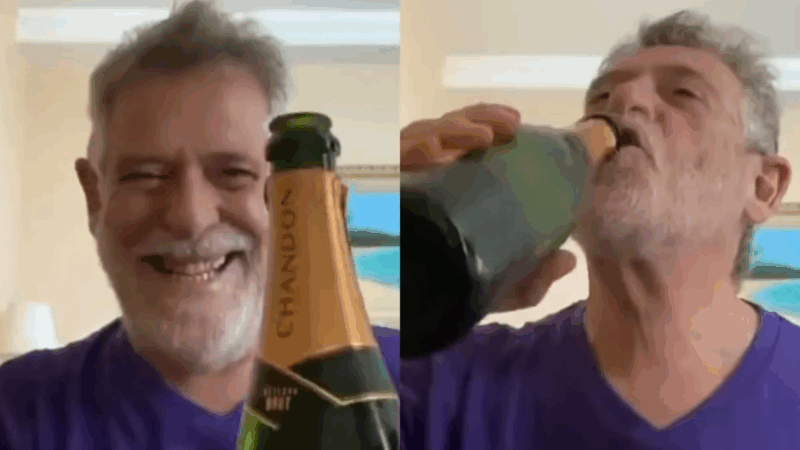 José de Abreu bebe champanhe para celebrar prisão de Bolsonaro: ‘Não tem preço’