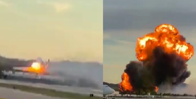 Avião explode ao decolar e deixa mortos; imagens chocam a web