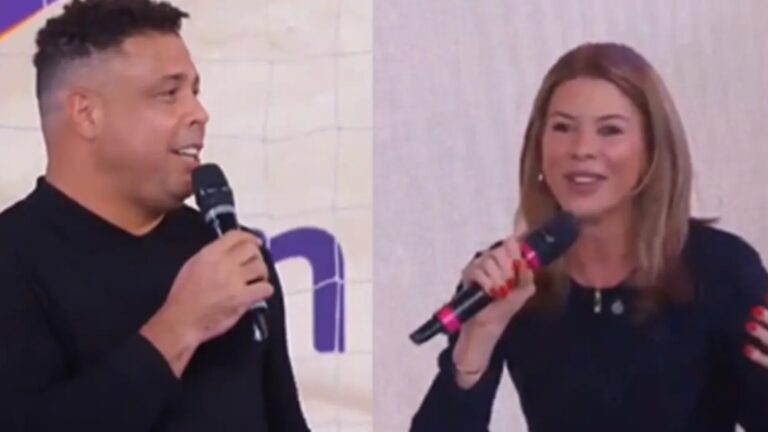 Ao vivo, Ronaldo Fenômeno pede emprego no SBT e Daniela Beyruti reage