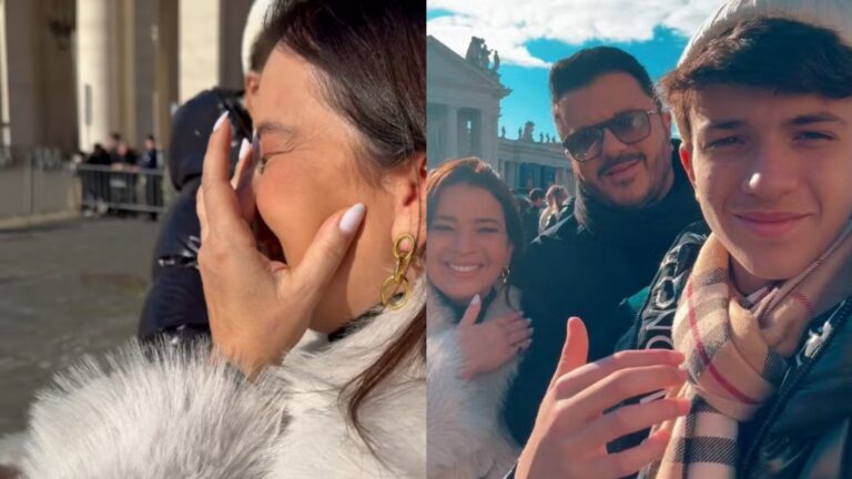 Esposa de Maurício Manieri cai no choro ao visitar o Vaticano após sofrer AVC: ‘Imaginava essa cena’