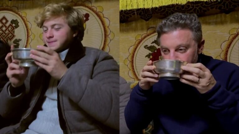 Luciano Huck leva filho em viagem do Domingão e faz o herdeiro tomar iguaria inusitada: ‘Leite de…’