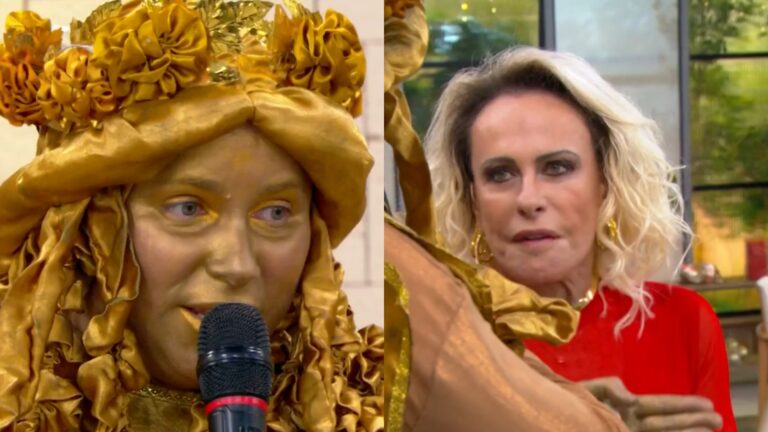 Estátua viva surpreende Ana Maria Braga no Mais Você: ‘Xingando a gente’