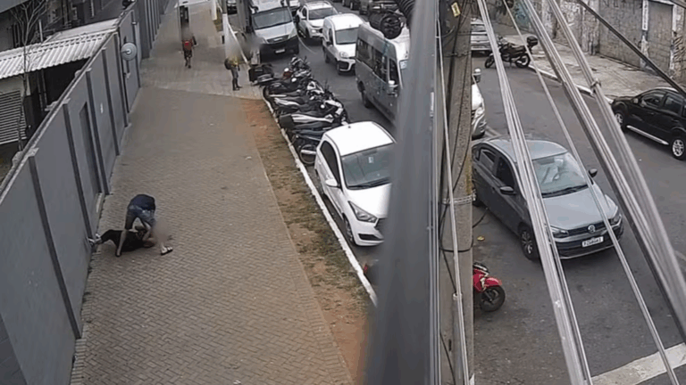 Vídeo: Mulher é atacada no meio da rua por homem e ele acaba preso