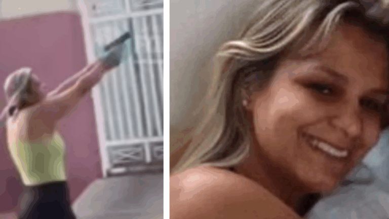 Vídeo: Moradora armada enquadra ladrão no telhado de casa