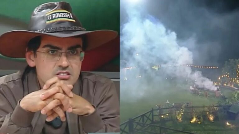 ‘A Fazenda 17’: Fogo fora de controle! Dudu Camargo se irrita após bronca da produção por fogueira descontrolada