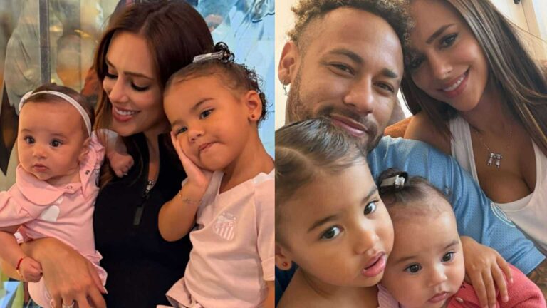 Noite em família! Bruna Biancardi, Neymar e filhas curtem festa do pijama