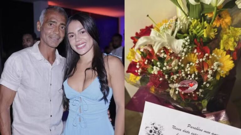 Com buquê e cartão romântico, Romário celebra os 23 anos de estudante e indica possível reconciliação