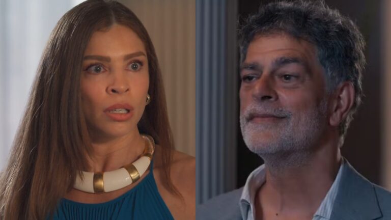 Três Graças: Arminda perde o chão com revelação de Rogério: ‘História tão absurda’