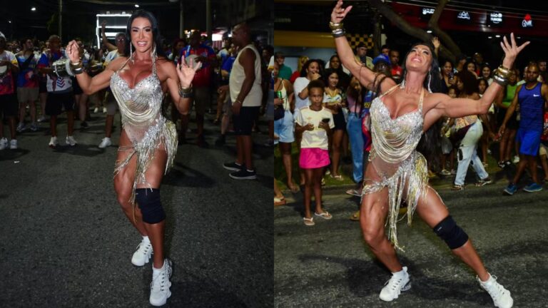Sem salto! Saiba o motivo para Gracyanne Barbosa usar tênis em desfile como rainha de bateria