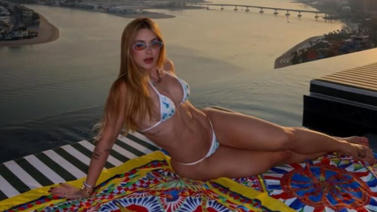Virginia Fonseca relaxa em Dubai de biquíni e Vini Jr. reage