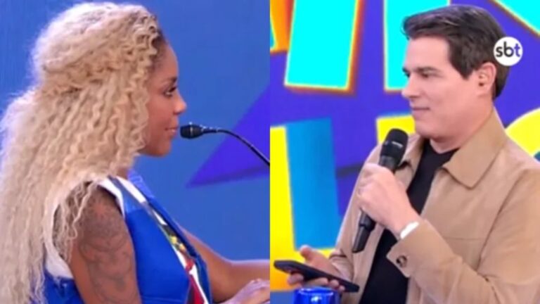 Cariúcha comete gafe ao vivo no ‘Domingo Legal’ e Celso Portiolli deixa de segui-la
