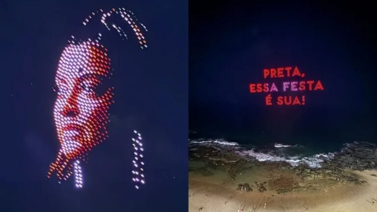 Preta Gil recebe homenagem emocionante com show de drones