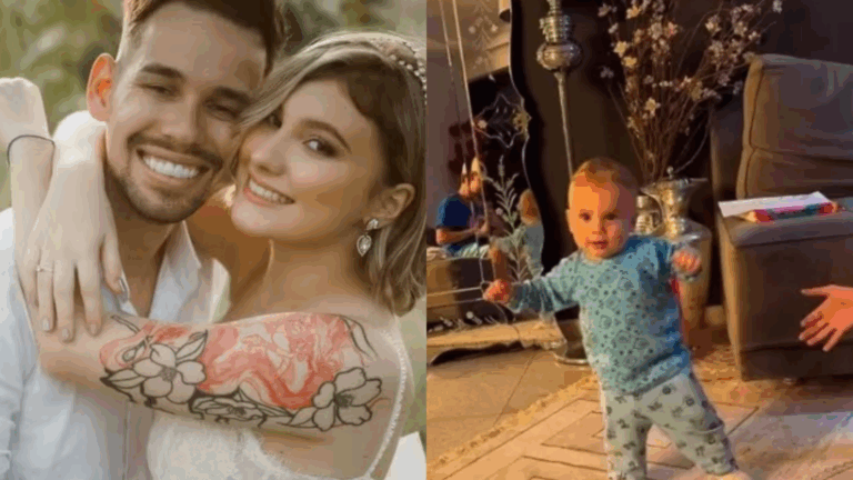 Viúvo de Isabel Veloso emociona a web ao mostrar primeiros passos do filho do casal