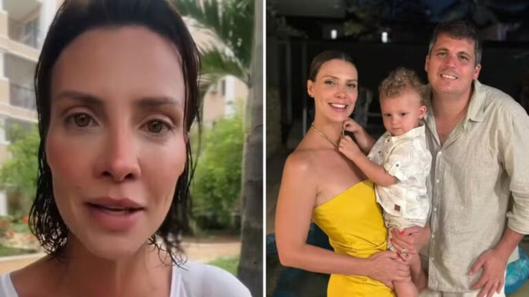 Camila Rodrigues desabafa sobre sufoco para medicar o filho com otite