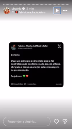 Rainha de bateria, influenciadora Virginia Fonseca se manifesta sobre princípio de incêndio no barracão da Grande Rio