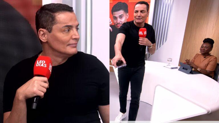Leo Dias se irrita e toma atitude ao vivo com jornalista após som atrapalhar entrevista: ‘Vamos parar…’
