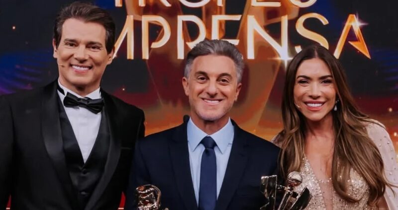 Portiolli debocha de nariz de Luciano Huck e causa estranheza no ‘Troféu Imprensa’