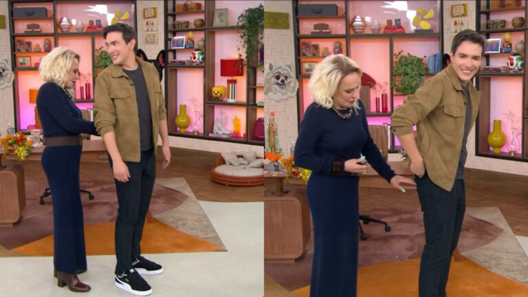 Ana Maria Braga pega jornalista de surpresa ao vivo: ‘Ainda bem que não vim com cueca furada’