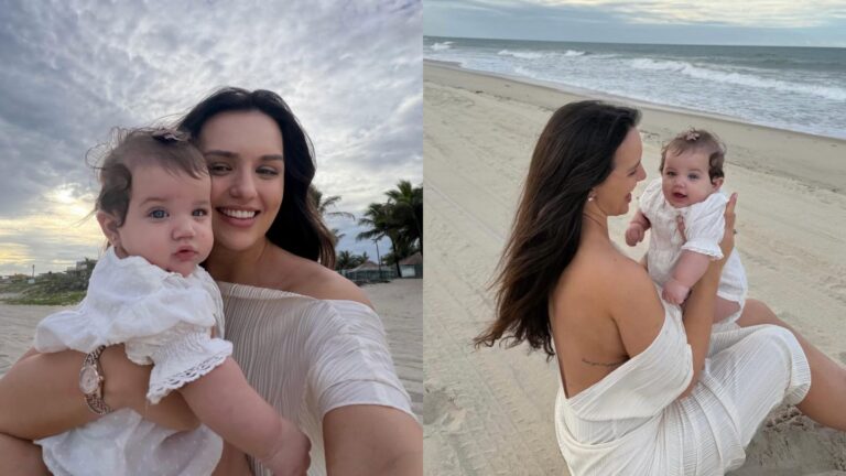 Rafa Kalimann desembarca no Ceará com Zuza e encanta com fotos na praia: ‘Sorrisão’